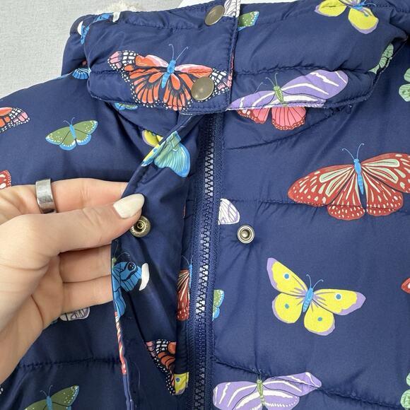 Mini Boden Girls Jacket 11-12 Blue Butterfly Padded Convertible Vest Fleece Line - Picture 4 of 14